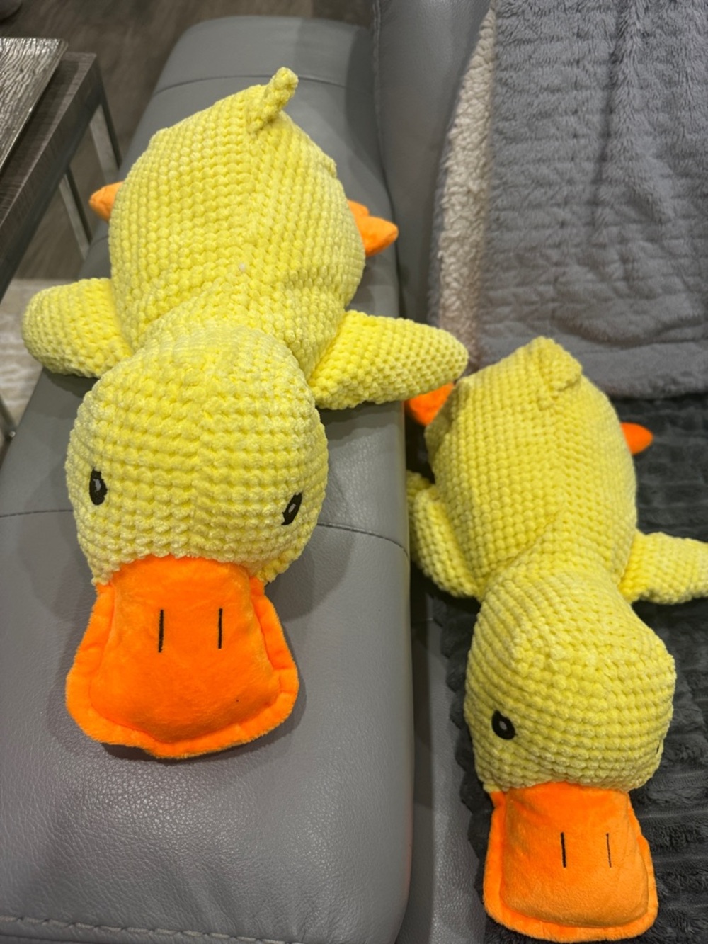 Source Unknown Yellow Plush Duck Dog Toy Pair with Orange Beaks